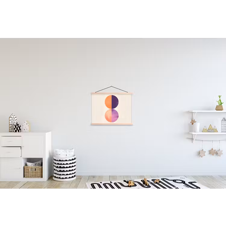 Abstract - Cirkels - Paars textielposter latten blank klein -kinderkamer