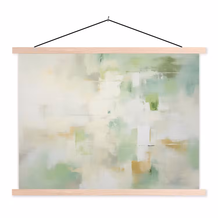 Abstract - Kunst - Wit - Groen - Modern textielposter latten blank klein -3d
