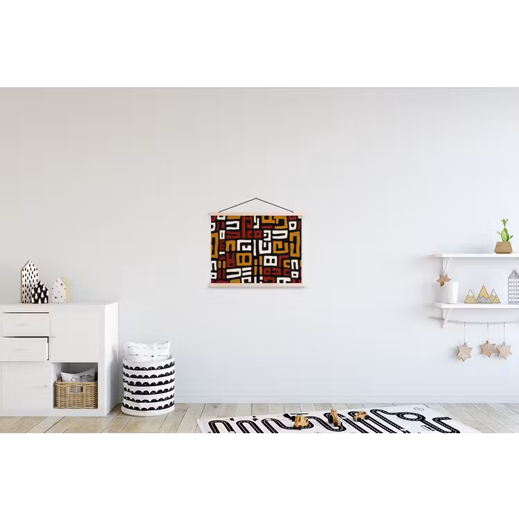 Abstract - Patroon - Rood textielposter latten blank klein -kinderkamer