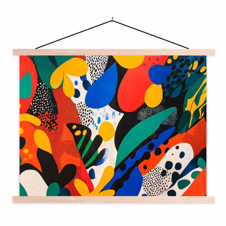 Abstract - Planten - Vormen - Kleurrijk textielposter latten blank klein -3d