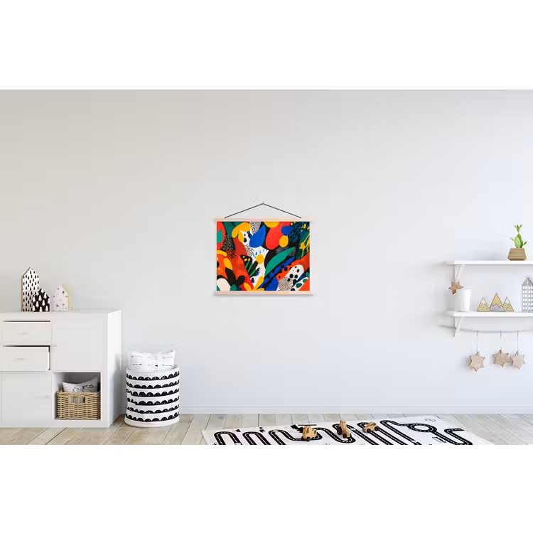 Abstract - Planten - Vormen - Kleurrijk textielposter latten blank klein -kinderkamer