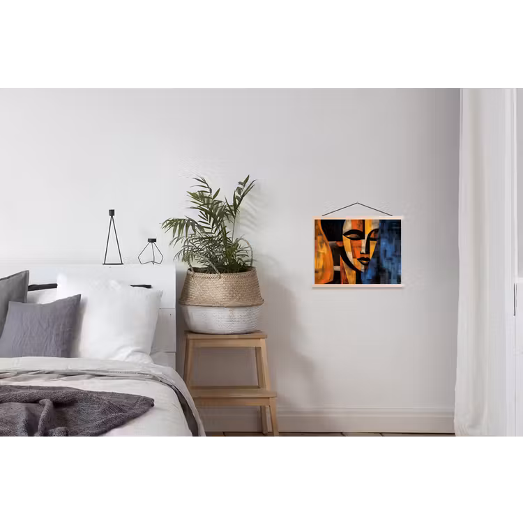 Abstract - Portret - Kleurvakken textielposter latten blank klein -woonkamer