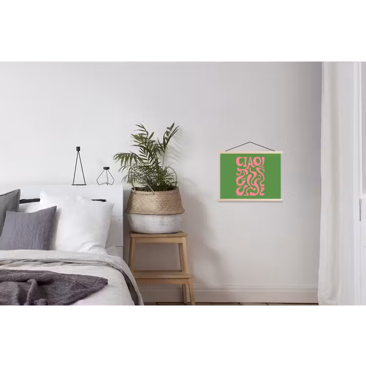 Abstract - Roze - Ciao - Vormen textielposter latten blank klein -woonkamer