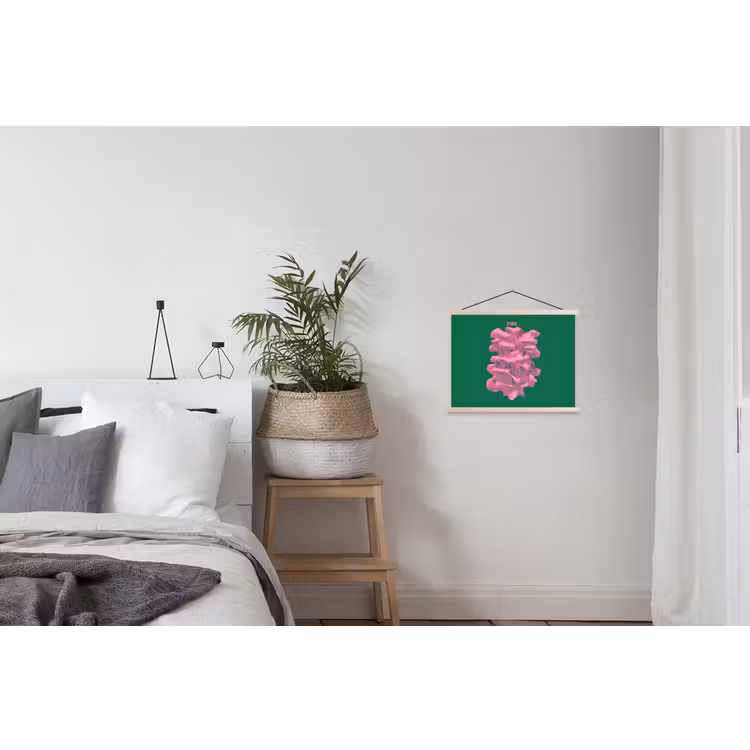 Abstract - Pink - Lijnen - Groen textielposter latten blank klein -woonkamer