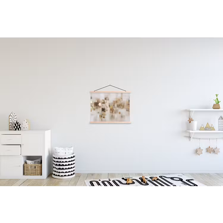 Abstracte vierkanten - Aardetonen - Mistig textielposter latten blank klein -kinderkamer