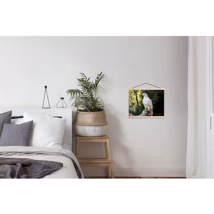 Arend - Hout - Wit - Planten textielposter latten blank klein -woonkamer