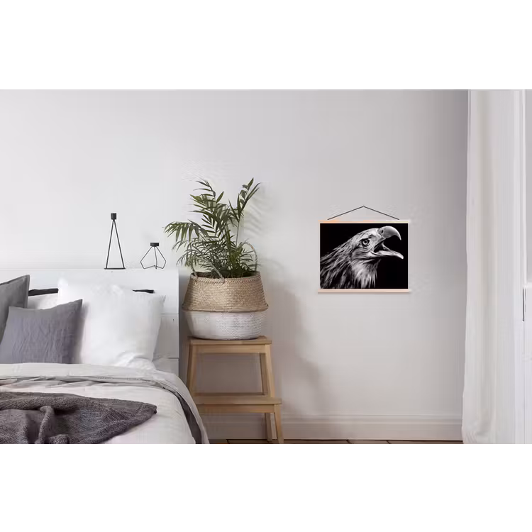 Adelaar - Portret - Roofvogels - Zwart - Wit - Vogel textielposter latten blank klein -woonkamer