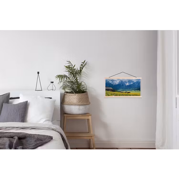 Alpen - Weide - Bergen - Koeien textielposter latten blank klein -woonkamer