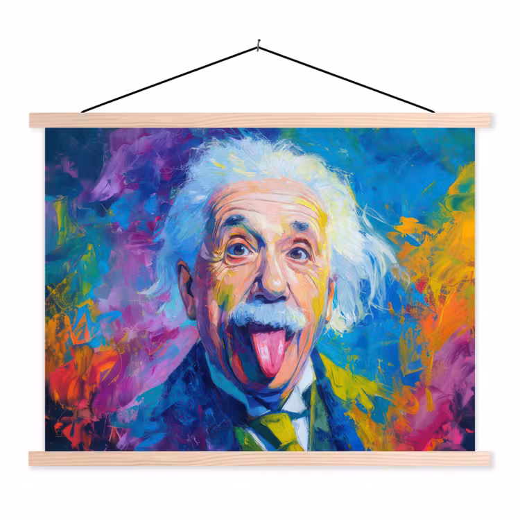 Oude man - Expressief - Kleurrijk textielposter latten blank klein -3d