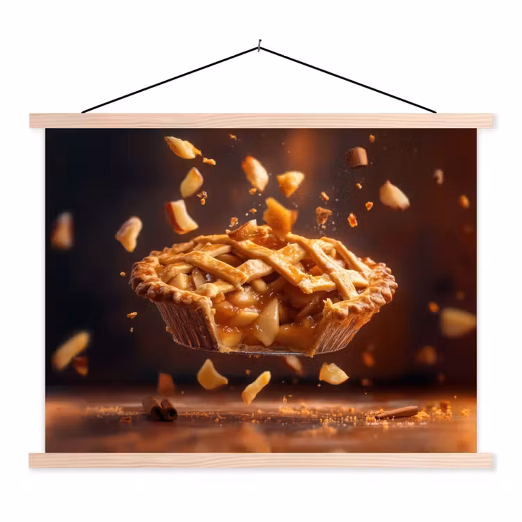 Appel - Taart - Warm - Eten textielposter latten blank klein -3d