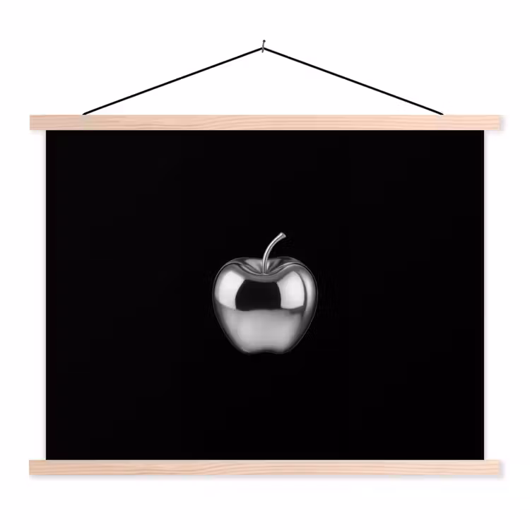 Appel - Metallic - Symmetrisch textielposter latten blank klein -3d