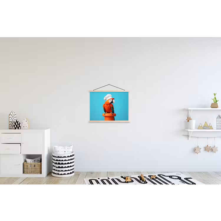 Ara - Koksmuts - Sokkel - Grappig textielposter latten blank klein -kinderkamer