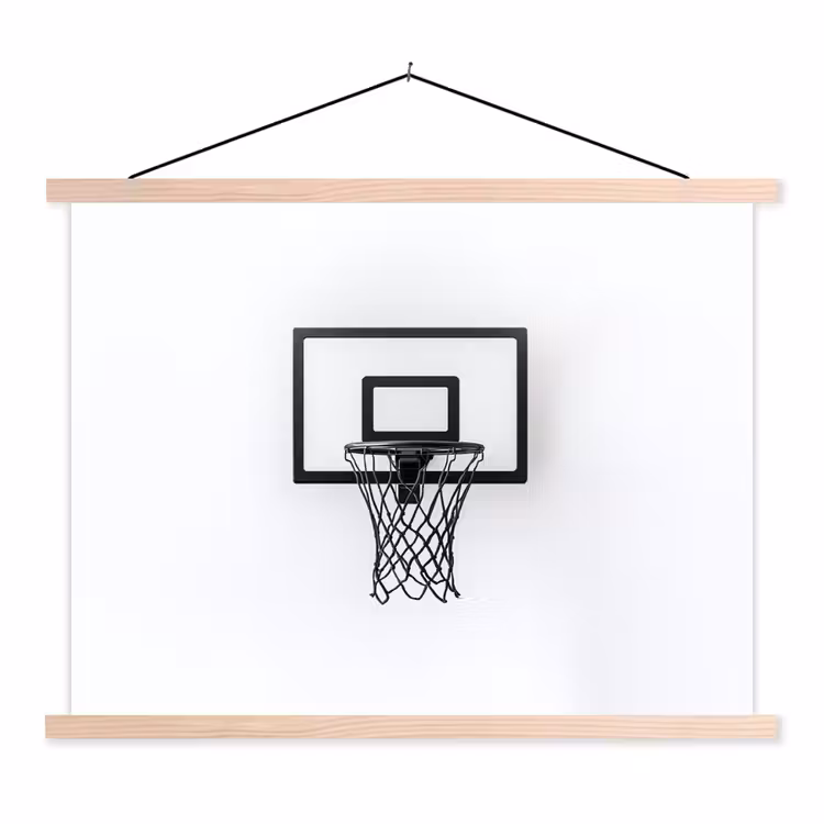 Basketbalbord - Minimalistisch - Zwart textielposter latten blank klein -3d