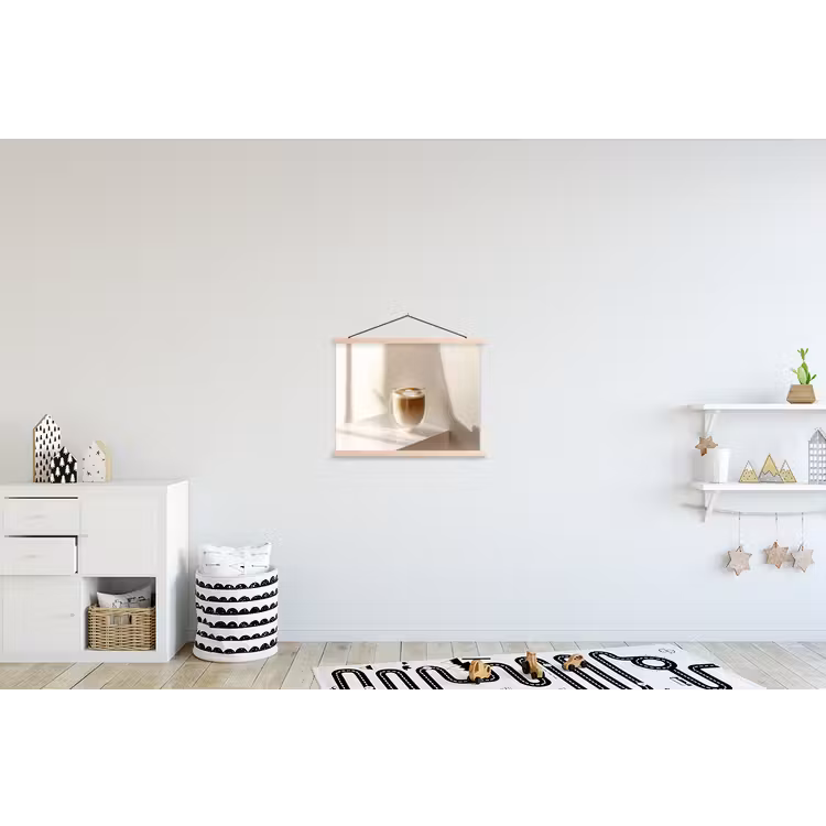 Mok - Latte - Minimalistisch - Schaduw textielposter latten blank klein -kinderkamer