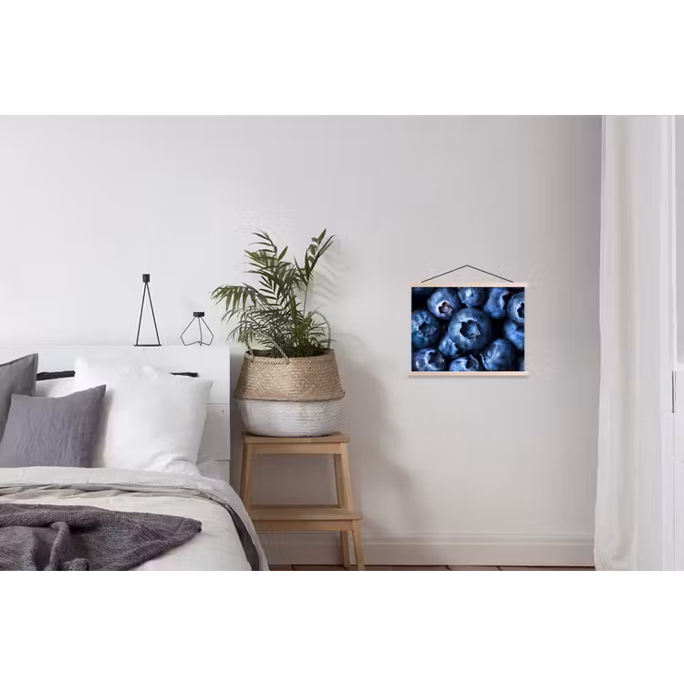 Bessen - Blauw - Fruit textielposter latten blank klein -woonkamer