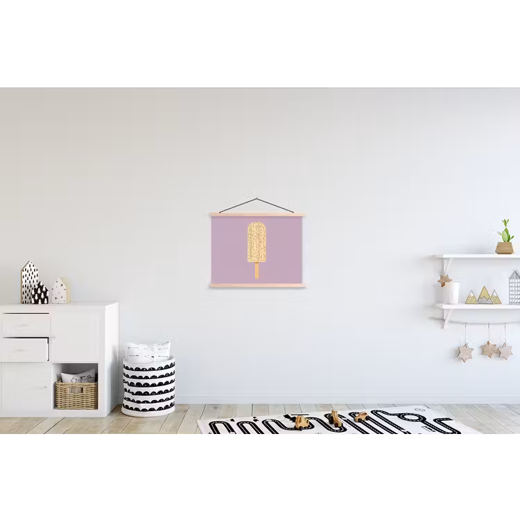 Beige - Ijsje - Spikkels textielposter latten blank klein -kinderkamer
