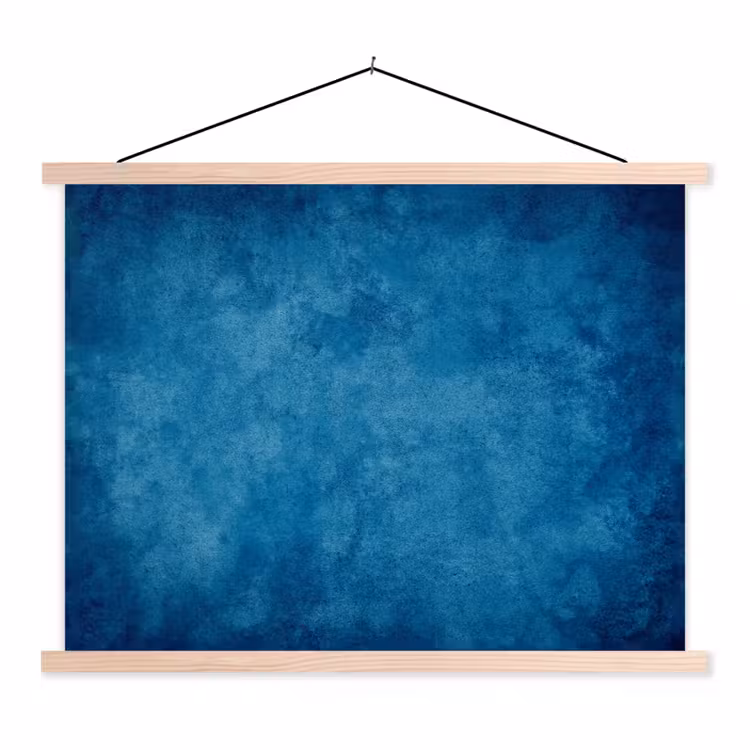 Beton - Blauw - Vintage - Structuur - Industrieel textielposter latten blank klein -3d