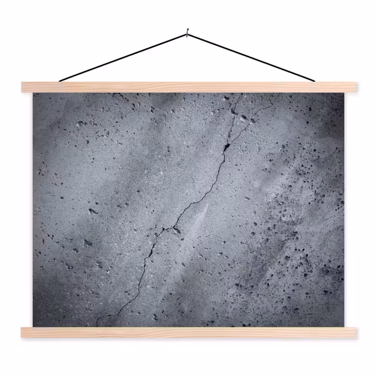 Beton - Grijs - Scheur textielposter latten blank klein -3d