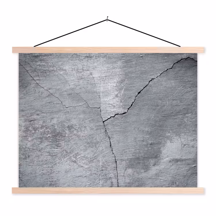 Beton - Grijs - Scheur textielposter latten blank klein -3d