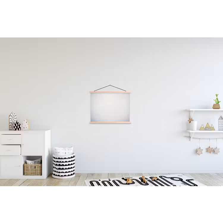 Beton - Wit - Modern textielposter latten blank klein -kinderkamer