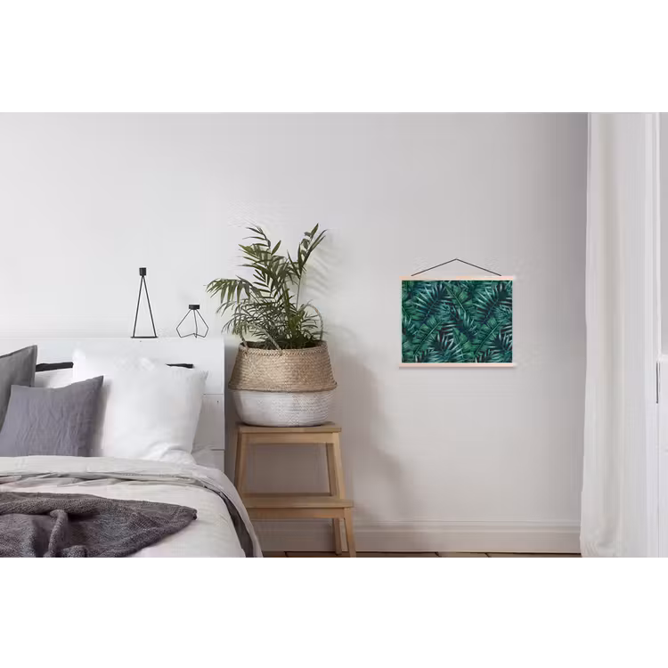 Bladeren - Inductie beschermer - Jungle - Tropical textielposter latten blank klein -woonkamer