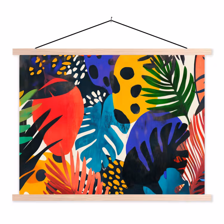 Bladeren - Vormen - Abstract - Kleurrijk textielposter latten blank klein -3d