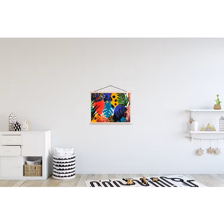 Bladeren - Vormen - Abstract - Kleurrijk textielposter latten blank klein -kinderkamer