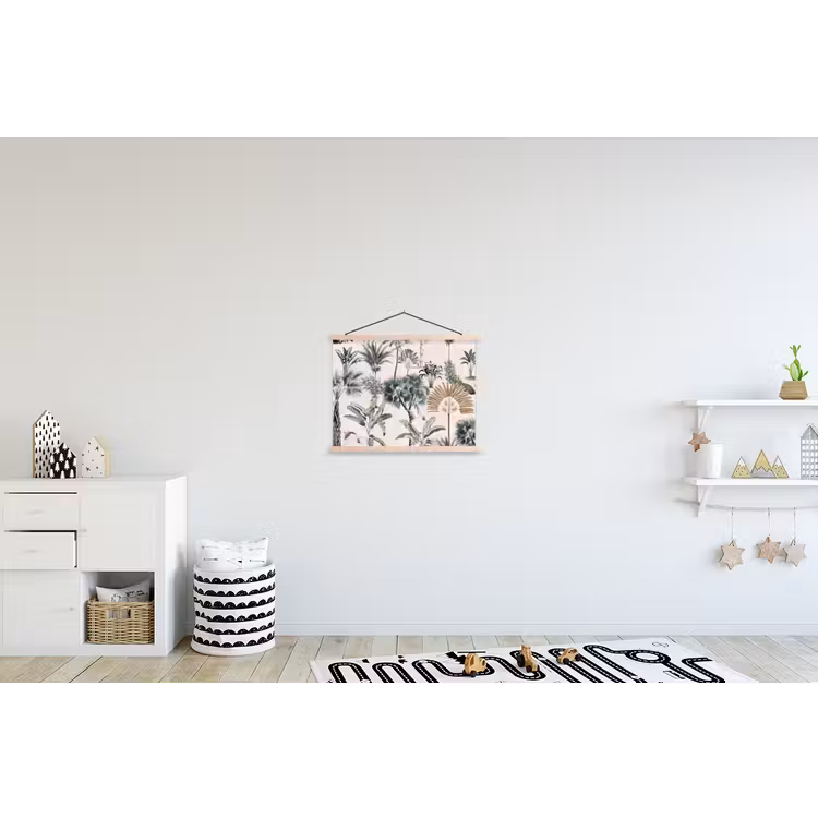 Bladeren - Monstera - Jungle - Tropical textielposter latten blank klein -kinderkamer