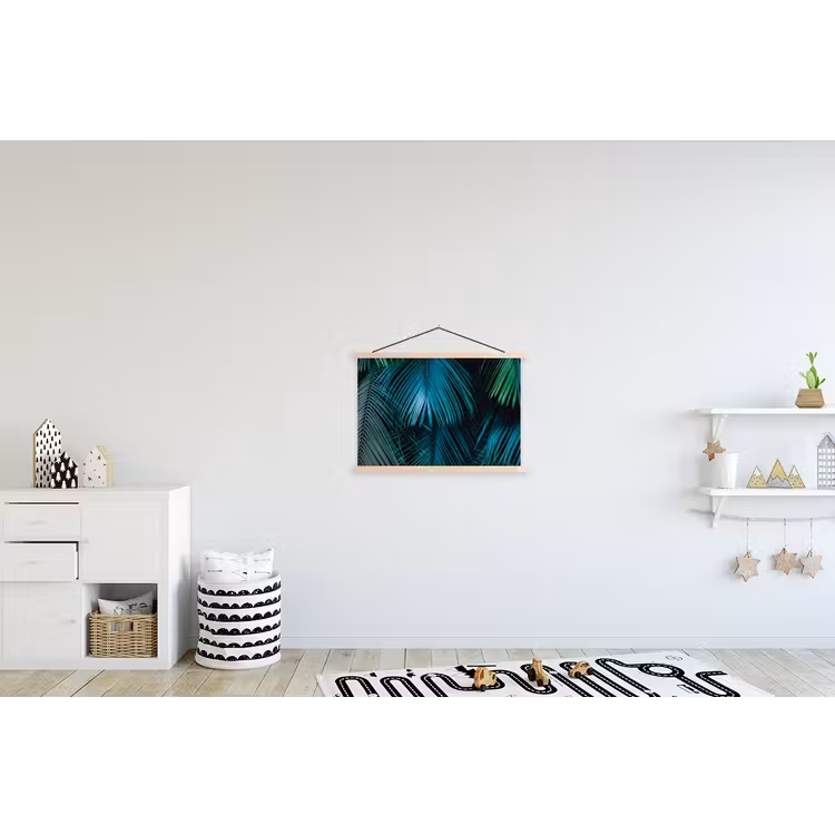 Bladeren - Tropisch - Jungle - Natuur textielposter latten blank klein -kinderkamer