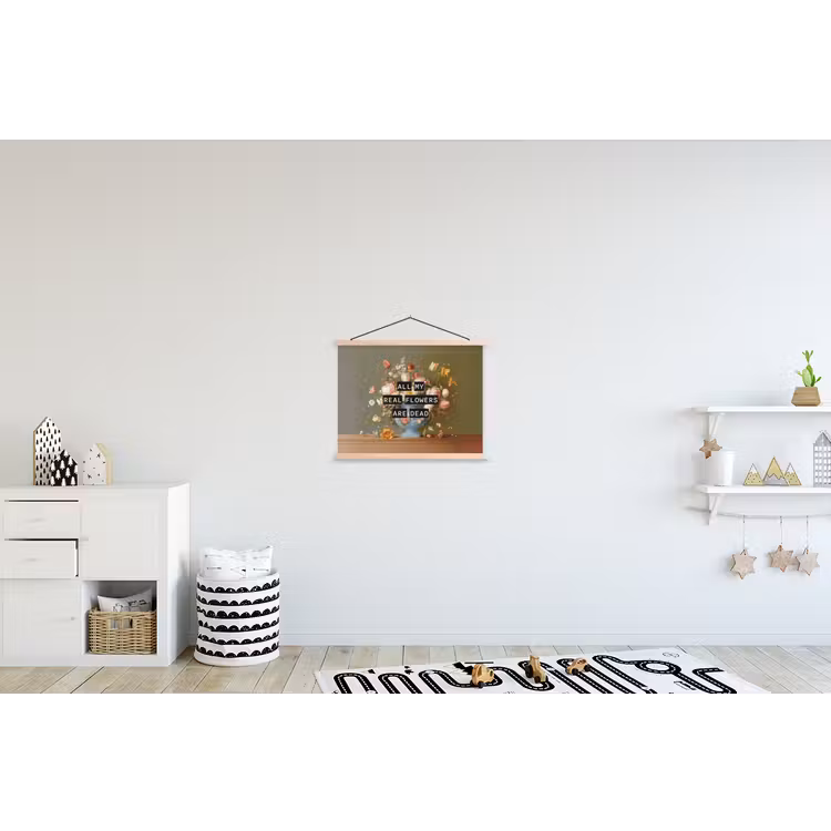 Bloem - Quote - Vintage - Art textielposter latten blank klein -kinderkamer