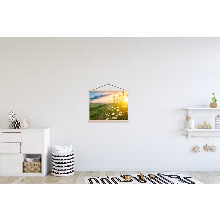 Bloemen - Madelief - Natuur - Zon - Horizon textielposter latten blank klein -kinderkamer