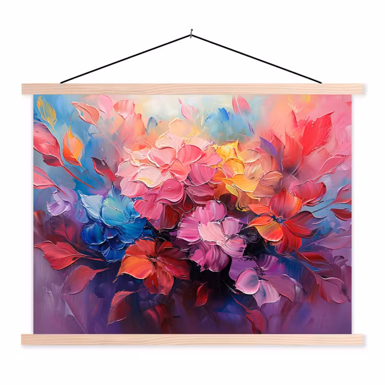 Bloemen - Roze - Watercolor - Kunst textielposter latten blank klein -3d