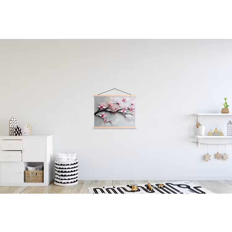 Bloesem - Kunstzinnig - Roze - Sakura textielposter latten blank klein -kinderkamer