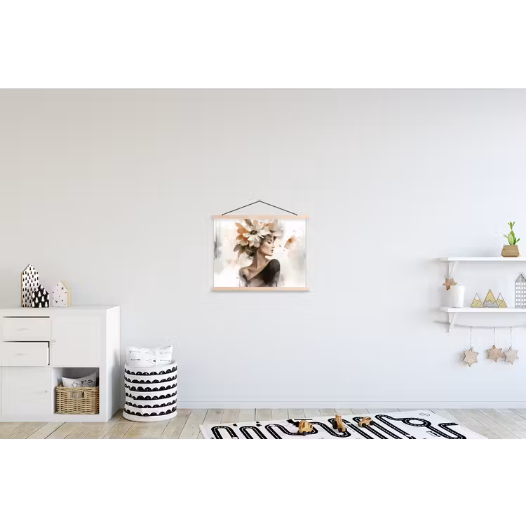 Bloesem - Portret - Gezicht textielposter latten blank klein -kinderkamer