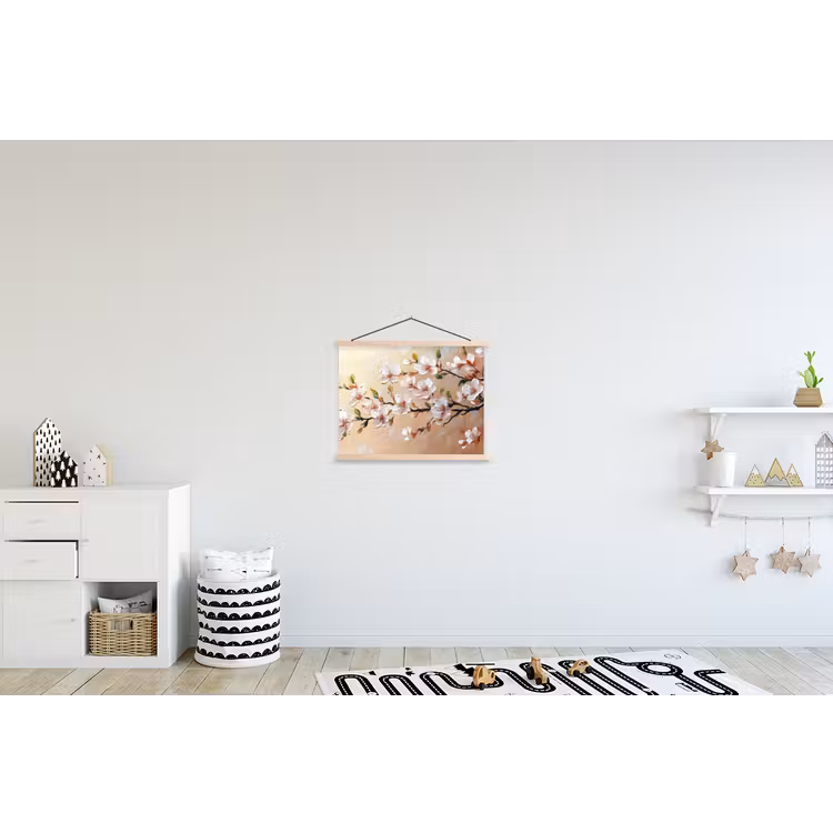 Bloesemtakken - Schilderachtig - Roze textielposter latten blank klein -kinderkamer
