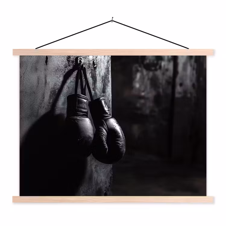 Bokshandschoenen - Muur - Duister - Zwart textielposter latten blank klein -3d