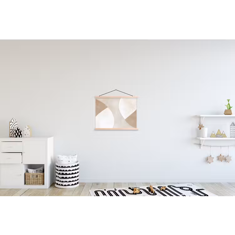 Bruin - Japandi - Abstract textielposter latten blank klein -kinderkamer