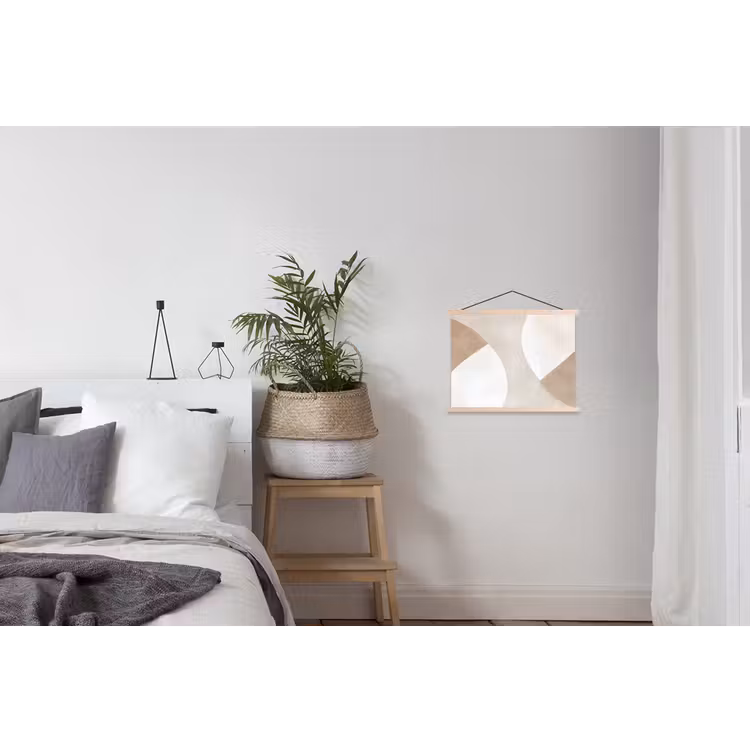 Bruin - Japandi - Abstract textielposter latten blank klein -woonkamer