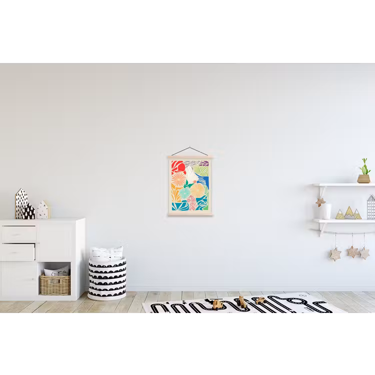 Kleurrijk - Abstract - Bloemen - Patronen textielposter latten blank klein -kinderkamer