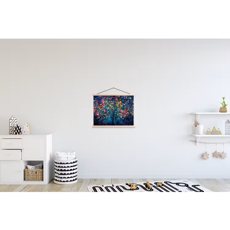 Kleurrijk - Boom - Magisch - Abstract textielposter latten blank klein -kinderkamer