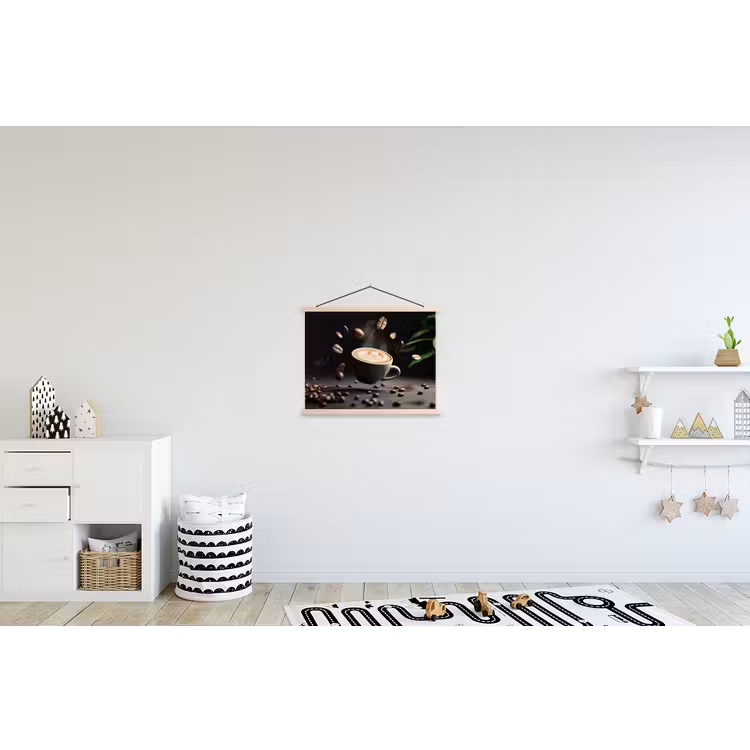 Cappuccino - Kop - Bonen - Bruin textielposter latten blank klein -kinderkamer