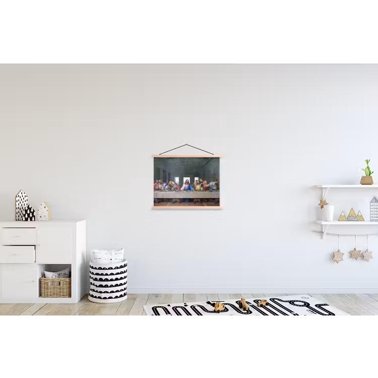 Het laatste avondmaal - Leonardo da Vinci textielposter latten blank klein -kinderkamer