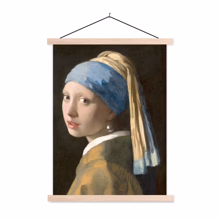 Meisje met de Parel - Schilderij van Johannes Vermeer textielposter latten blank klein -3d