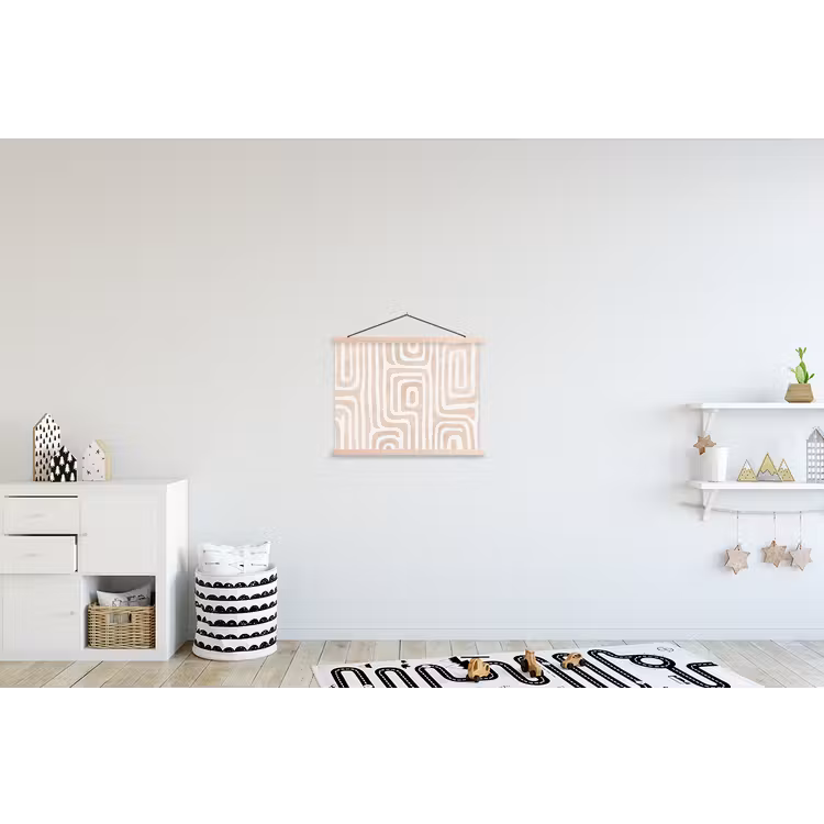 Decoratief - Labyrint - Beige textielposter latten blank klein -kinderkamer