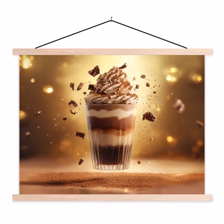 Dessert - Chocolade - Zoet - Eten textielposter latten blank klein -3d