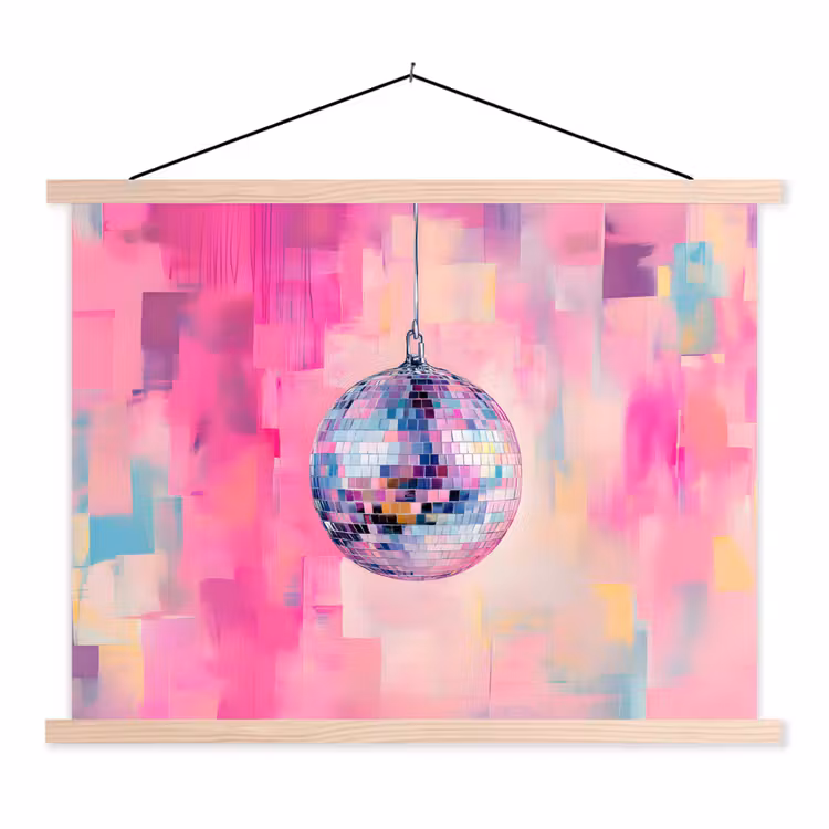 Discobal - Pink - Verf textielposter latten blank klein -3d