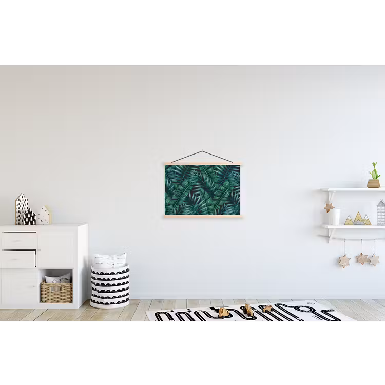 Jungle - Bladeren - Tropisch textielposter latten blank klein -kinderkamer