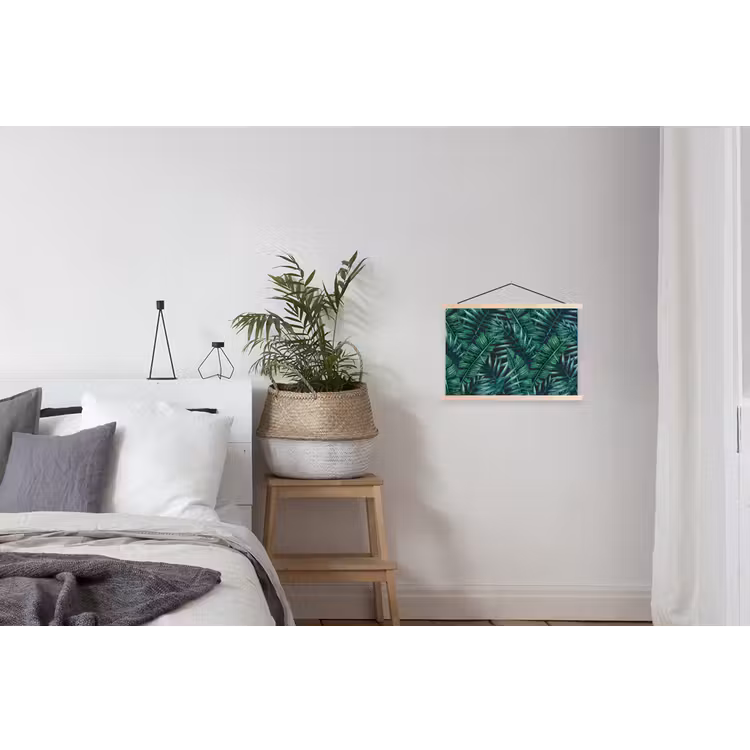Jungle - Bladeren - Tropisch textielposter latten blank klein -woonkamer