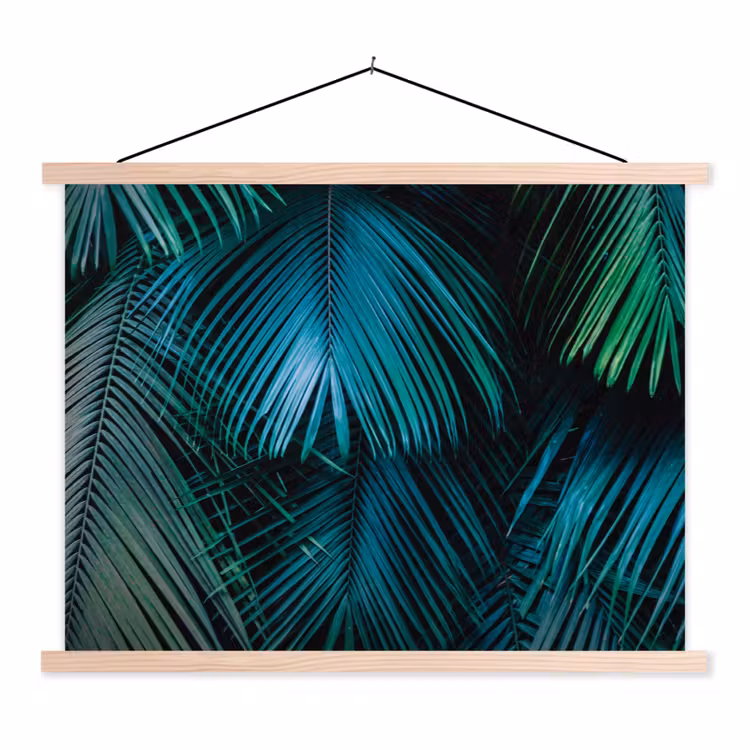 Inductie mat - Jungle - Inductie beschermer - Palmblad - Natuur textielposter latten blank klein -3d