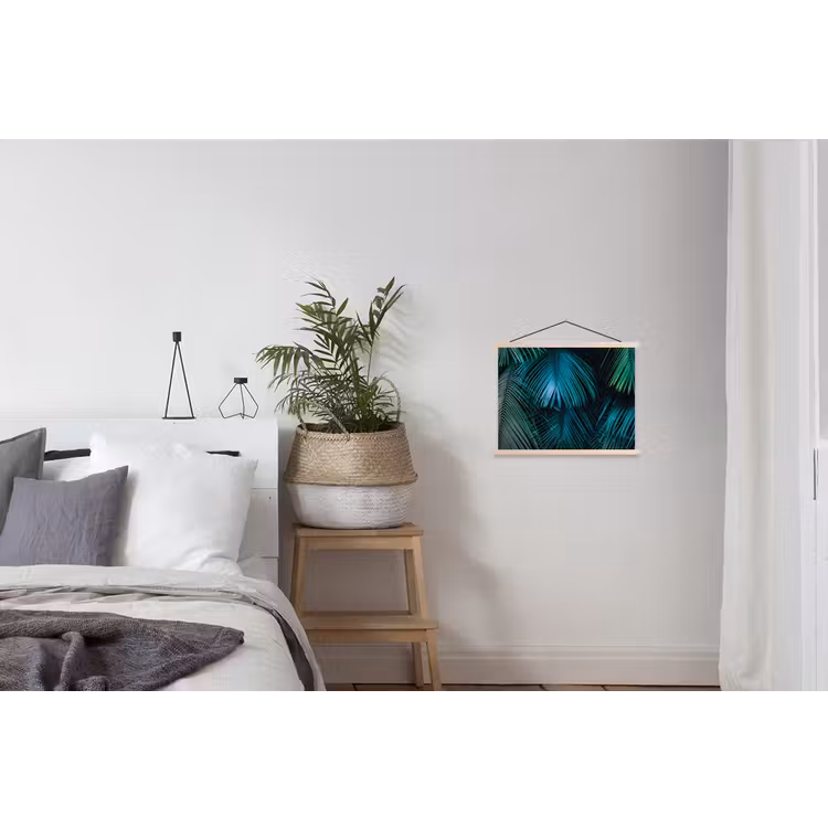 Inductie mat - Jungle - Inductie beschermer - Palmblad - Natuur textielposter latten blank klein -woonkamer